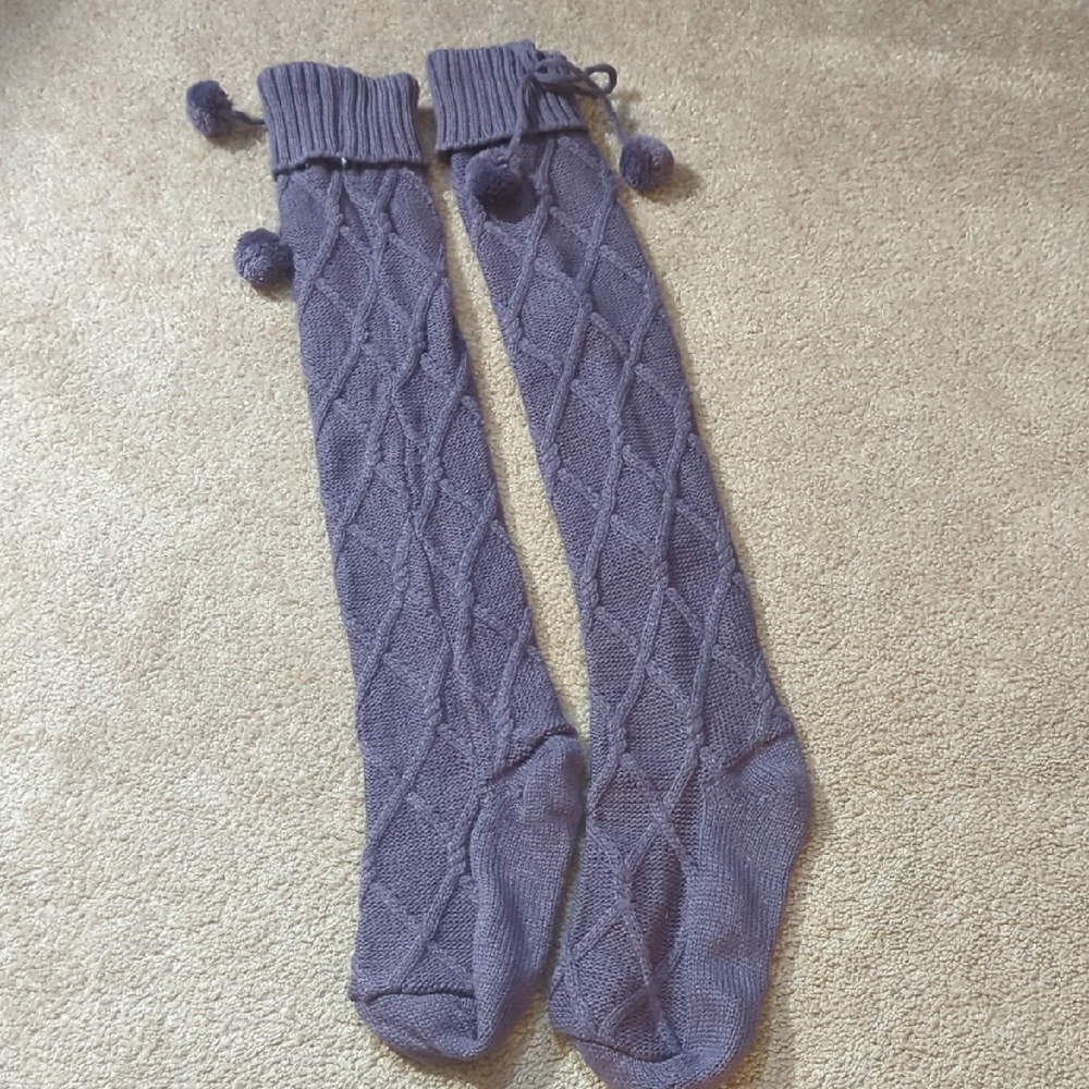 Purple Knit Over-the-Knee Socks